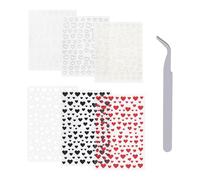 6 Pezzi Di Adesivi Per Nail Art Love E 1 Pezzo Di Pinzette In Acciaio Inossidabile, Nail Art Fai -Da -Te, Forniture Di Decorazioni Per Unghie.