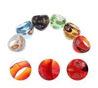 6 pezzi di anelli in per gioielli: anelli colorati e spessi in stile