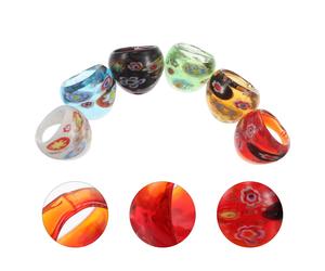 6 pezzi di anelli in per gioielli: anelli colorati e spessi in stile