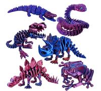 6 pezzi di animali stampati in 3D, collezione di creature di dinosauri e rettili, modelli di decorazione da scrivania per collezionisti d'arte, decorazioni da scrivania, decorazioni per ufficio e