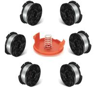 6 pezzi di bobina e filo per tagliabordi con 1 coperchio per bobina, compatibile con tagliabordi Black+Decker Sostituire A6485 A6481 AF-100 ST5530-GB GLC3630L20-GB STC1820PC-GB BESTA530-GB BESTA525-GB