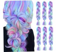 6 pezzi di capelli intrecciati colorati, estensioni sintetiche di capelli colorati, parrucche intrecciate da 23, 6 pollici, dreadlocks per donne, treccia viola viola