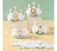 6 pezzi di cappelli da festa a tema animali della giungla, corone di carta a forma di cappelli da festa, decorazioni per feste di compleanno a tema giungla e festa selvaggia, forniture per la decorazi