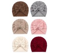 6 Pezzi Di Cappelli per Bambini, Simpatico Pullover Con Spighe Di Grano, Turbante Con Fiocco, Elastico Morbido (6 Colori)