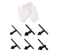 6 Pezzi Di Chiavi Di Perforazione Flash E Guanti Da Lavoro, Chiavi Del Foro A Pistola, Trapano -Bit -Bit -Chuck Chiave, Accessori Per Utensili Elettrici.