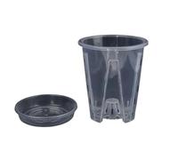 6 pezzi di controllo della radice in plastica trasparente Per Interni | Vaso da fiori Vasi for orchidee Phalaenopsis traspiranti con stomi con vaso for piantare vassoio(14cm,With tray)