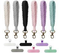 6 pezzi di cordino da polso, cinturino da polso per custodia del telefono, cordino per telefono cellulare in macramè boho, 6 colori con linguetta, catena anti-smarrimento fatta a mano per uomini e