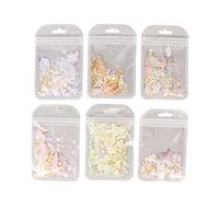 6 Pezzi di Decorazioni per Nail Art Glitter Kit per le Nail Art - Accessori Colorati di Gusci Multi -dimensioni e Abbondanti per Manicure Fai -da -te, Regali di Perfezione per
