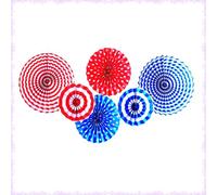 6 Pezzi Di Decorazioni Per Ventagli Di Carta Appesi, Decorazioni Per Ventagli Di Carta Rossa Bianca E Blu, Forniture Per Feste Di Matrimonio Di Carnevale Del Giorno Dell'indipendenza(pois blu)