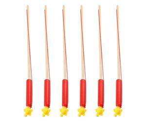 6 Pezzi Di Di Pesca Magnetico In Legno Per Bambini Da 28 Cm | Il gancio a doppio scopo funziona come canna da pesca magnetica e strumento di cattura; costruzione in legno