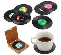 6 pezzi di divertenti sottobicchieri rétro in vinile per bevande, creativi sottobicchieri musicali per amanti della musica, decorazione per la casa, regalo per inaugurazione casa, idee regalo per