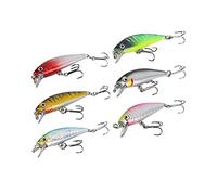 6 pezzi di esche da pesca, esche rigide per persico, crankbait, esche realistiche a forma di pesciolino con occhi 3D e ami triplici affilati, design aerodinamico veloce - affondant