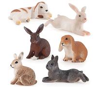 6 Pezzi di Figure di Animali della Foresta Animali in Miniatura, mini Coniglietto Pasquale, Realistico Coniglio Modello di Azione per la Prima Educazione per Bambini