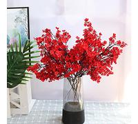 6 pezzi di fiori artificiali finti bouquet di gypsophila artificiali in seta vero tocco cucina, camera da letto, vacanze matrimoni, decorazione fai da te per la casa e la composizione floreale (rosso)