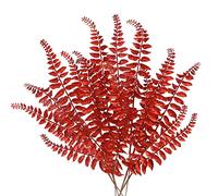 6 pezzi di foglie di Natale glitterate artificiali di felce di Boston nera glitter foglia floreale picconi stelo artificiale per albero di Natale composizione di fiori decorazioni natalizie, 63 cm