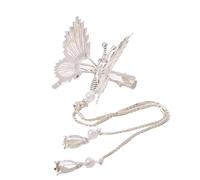 6 pezzi di forcina a farfalla vintage elegante fermaglio for capelli con nappa che si muove con frangia laterale tremante copricapo(6pcs sliver Tassel)