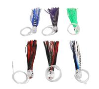 6 pezzi di gonne per esche di calamaro marino da 6,1 pollici con occhi 3D e corpo lucente