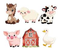 6 pezzi di grandi dimensioni in carta a forma di animale da fattoria con supporto per fotografia, decorazioni per compleanno con animali da fattoria, decorazioni per feste in piedi, decorazioni per