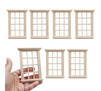 6 pezzi di mini mobili per casa delle bambole fai da te in scala 1:12, finestre in legno e accessori per camera da letto, opere d'arte leggere miniatura