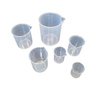 6 pezzi di misurini trasparenti for prove di laboratorio in cucina, becher con scala da 50/100/200/300/500/1000 ml, tazze di miscelazione in plastica trasparente(1Pc 100ml)