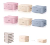 6 Pezzi di Organizzatore Autocomprimente Ultra Spazio 52x42x30cm, 3 Colori Borse Autocomprimenti, Grandi Borse Organizer Auto-comprimibili e Mobili per Piumoni e Abbigliamento