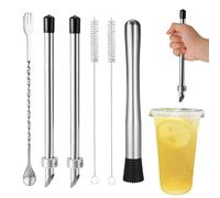 6 Pezzi di Perforatore e Pestello Cannucce per Coperchi di Plastica Limonata, Contenitore Gastronomia in Acciaio Inossidabile Perforatore per Cannucce Fornitur e Stand Limonata Fresca