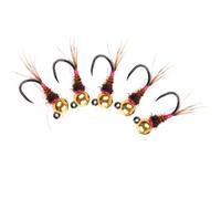 6 pezzi di perle di tungsteno Jig Euro Ninfa pesca a mosca esche trote Grayling Panfish insetti esche