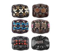 6 pezzi di pettine per capelli da donna, forcina elastica,pettine per capelli in legno, pettine per capelli laterale, pettine per capelli, pettine per capelli curvo.