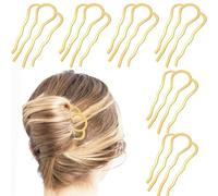 6 pezzi di pettini laterali in metallo per capelli, a forma di U, per chignon, accessori per capelli vintage (oro - 4 denti)