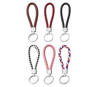 6 Pezzi Di Portachiavi In Corda In Pelle Intrecciata, Classica E Alla Moda, Universale Per Uomini E Donne, Semplice Decorazione In Pelle, Anello Appeso Per Tastiera Per Auto.
