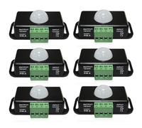 6 pezzi di rilevatori di movimento LED, sensore di movimento DC 12V 24V nero, mini sensore infrarossi PIR, interruttore automatico del sensore IR senza fili per strisce LED e lampadine