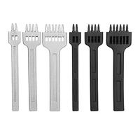 6 pezzi di scalpello a punta per pelle, perforatore a foro rotondo in acciaio ad alto tenore di carbonio con 2/4/6 fori, kit di artigianato in pelle fai-da-te resistente per fori p