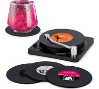 6 pezzi di sottobicchieri a forma di disco in vinile vintage, 6 pezzi di sottobicchieri a tema musicale adatti per bar, feste, regali di compleanno per amanti della musica, decorazione per la casa, om