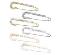 6 Pezzi Di Spille Creative Di Sicurezza, Squisita Spilla Perle Perle, Pulsanti Semplici E Alla Moda Per Donne E Clip Per Colletto Di Abbigliamento.