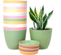 6 pezzi di vasi da fiori classici in plastica con sottovasi - leggeri, adatti per uso interno/esterno, ottimi per giardinaggio e cura del prato, giardinaggio interno/esterno e cura del prato, questi v