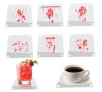 6 Pezzi di vetrine, sottobicchieri da Bevanda a diapositiva di Sangue, 4 Vetro Acrilico Divertente per Le Forniture per Feste da Cucina Decorazioni