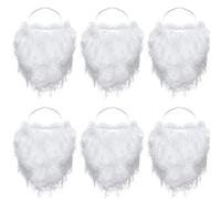 6 Pezzi Divertente Barba di Babbo Natale Barba Bianca Finta Barba di Babbo Natale Costume per Adolescenti Adulti Travestimento di Babbo Natale Accessori per Feste di Natale