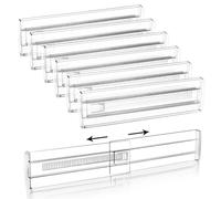 6 Pezzi Divisori per Cassetti Regolabili Divisori per Cassetti in Plastica Cassetti in Plastica Trasparente Separator per Cassetti Regolabile per Bagno,Ufficio,Comò,Trucco Conservazione(28.5-50cm)