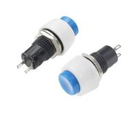 6 pezzi DS-451 foro di montaggio da 10 mm reset interruttore a pulsante rotondo autobloccante piccolo terminale 250 V 2 A pin in rame rosso verde DS-450(Blue,Self locking,6PCS)