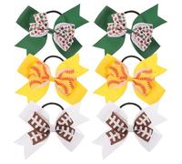 6 Pezzi Elastici Chioma Ragazza Fiocco a Due Colori in Poliestere | Accessori per Code e Ricci, Stile Cheerleader, Uso Quotidiano, per Giovani Ragazze e Squadre