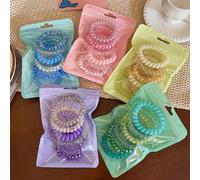 6 pezzi Elastici per capelli a spirale con sfumatura di colori caramella, accessori per coda di cavallo, accessori per capelli, strumenti per capelli, accessori di bellezza, ricci Polipropilene