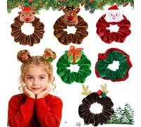 6 Pezzi Elastici per Capelli Natalizi, Accessori per Capelli Scrunchies Natalizi, Elastico per Capelli in Velluto con Volant, Fasce per Ragazze Donne Code di Cavallo Regali di Natale