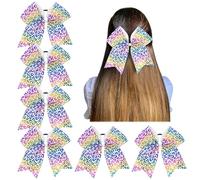 6 pezzi Elastico Cheer Bow Hair Bows Nastro Treccia Holder for Ragazze Della Scuola Adolescenti Cheerleader Per Cheerleader(Color 14)