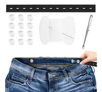 6 pezzi elastico in vita nero con 12 bottoni, aghi e filo per gonna, estensore per pantaloni premaman, regolatore per vita per bambini, estensore elastico regolabile per vita