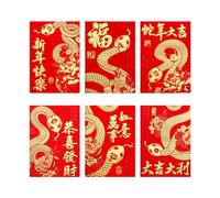 6 Pezzi Eleganti Buste Per Soldi Per L'Anno Del Serpente 2025 Con Disegni Del Cartone Animato E Fogli D'oro Adatto Per Tutti I Collezionisti Buste Per