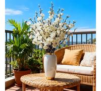 6 pezzi Eleganti rami artificiali di fiori di pruno bianco, decorazione floreale per le vacanze, fiori finti a stelo lungo realistici, adatti per casa, ufficio, matrimonio e decorazione per feste, ott