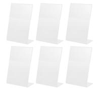 6 Pezzi Espositore in Acrilico, Doppia Faccia, per Menu e Cartelli | Struttura Inclinata Due Aperture Laterali, per Hotel e Vari Ambienti, Cornice per Poster e Listini