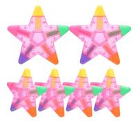 6 Pezzi Evidenziatore a Stella a Cinque Punte Fluorescente | Pennarello Leggero in PP, Impugnatura Ergonomica, Formato Tascabile, per Diari e Superfici in Vetro