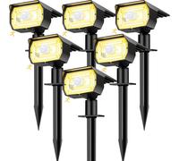 6 Pezzi Faretti Solari Da Giardino Con Sensore Di Movimento, 3 Modes Lampade Da