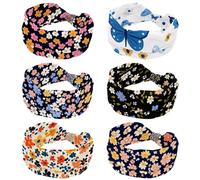 6 pezzi farfalla blu con fiore elastico sport fascia per le donne morbida fascia per capelli antiscivolo accessori per capelli Twist annodato Hairwrap